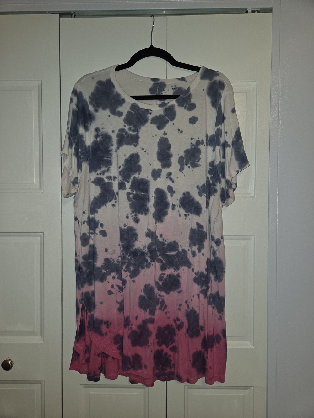 Lane Bryant Blue and Pink Ombre Tie-Dye Tunic Top